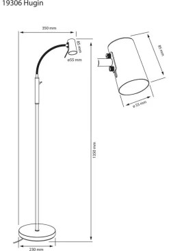 Aneta Lighting lattiavalaisin Hugin musta