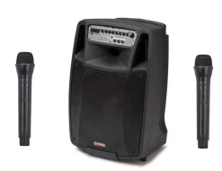 AudioDesignPRO kannettava akkukäyttöinen 15" aktiivikaiutin & 2 mikrofonia