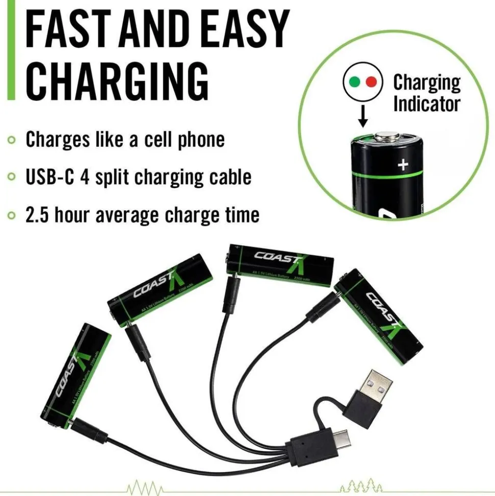 Coast paristo AA USB-C 1.5V 4 kpl sis. latauskaapelin