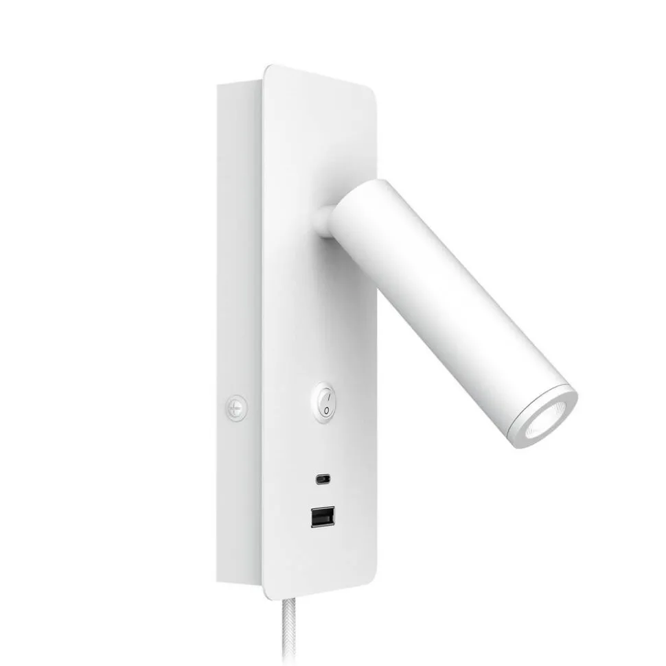 Design by Grönlund seinävalaisin Gent USB A+C valkoinen