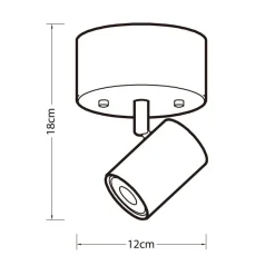Heat kattospotti Gold Tube 1-osainen kulta-musta