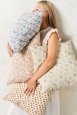 IB Laursen tyynynpäällinen Antonia beige kukat ruskea/punain
