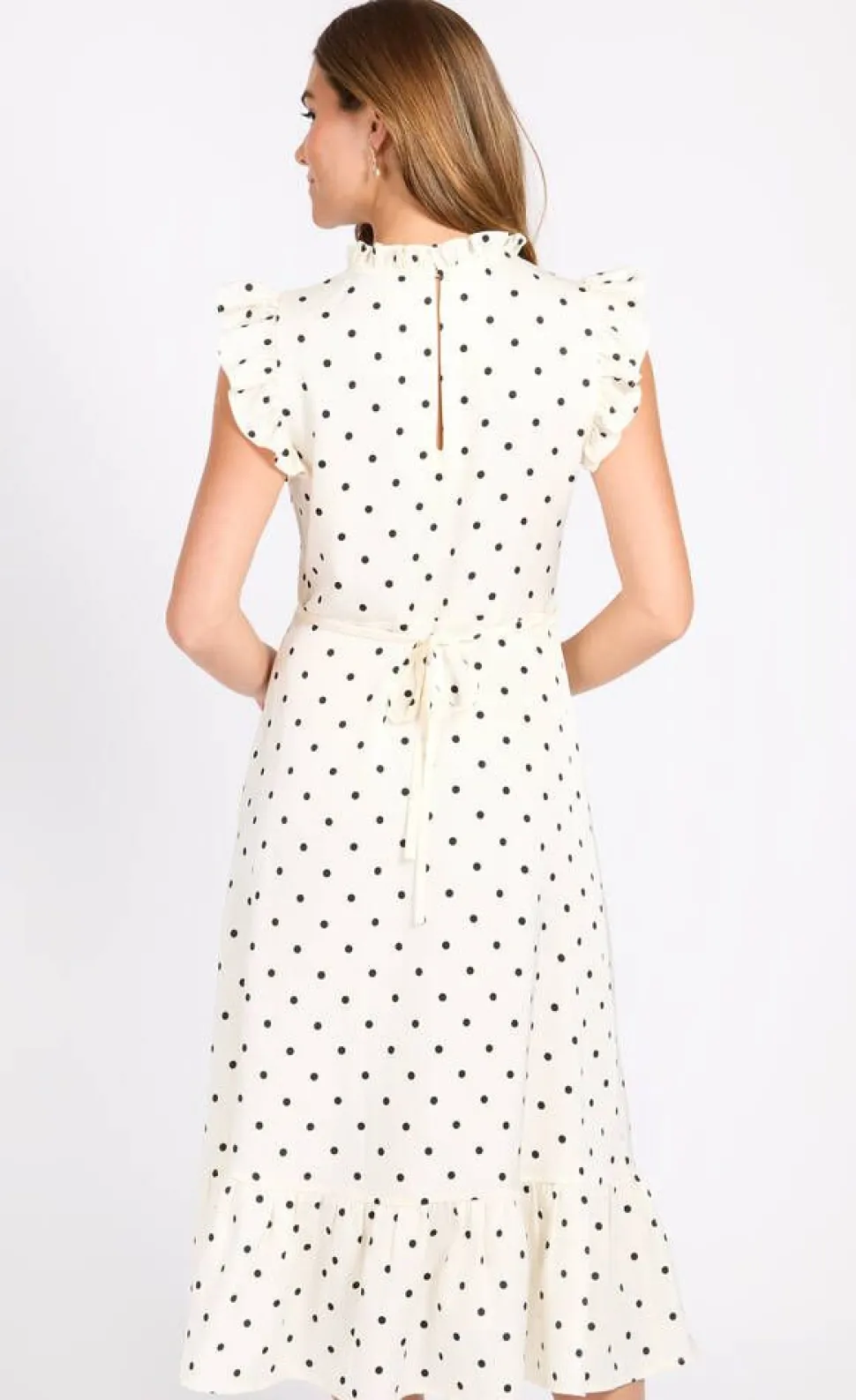 Little Mistress mekko Polka Dot Satin Midaxi