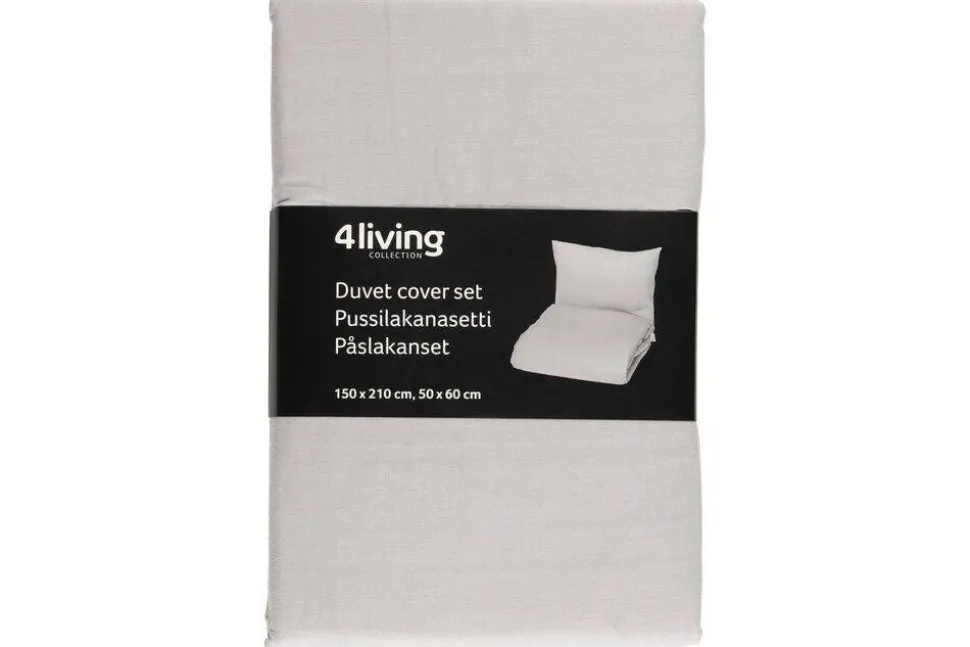 4Living pussilakanasetti Ella 150x210 cm harmaa
