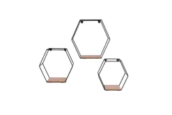 Mirrors and More seinähylly Chiara musta/puu 3-pack