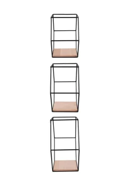 Mirrors and More seinähylly Chiara musta/puu 3-pack