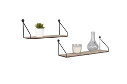 Mirrors and More seinähylly Dana musta/puu 2-pack