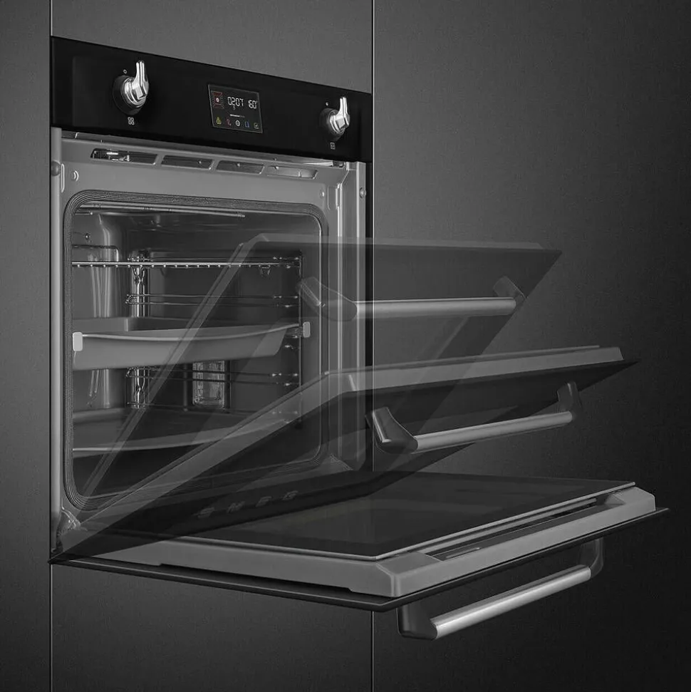 Smeg SOP6902S2PN 60cm yhdistelmähöyryuuni Viktoria, musta