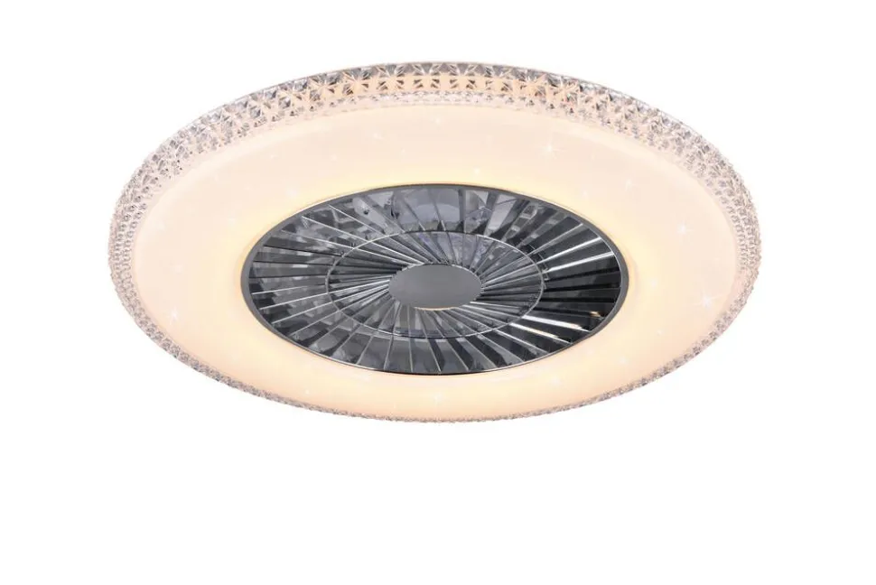 Trio Lighting LED kattotuuletin Harstad kromi starlight