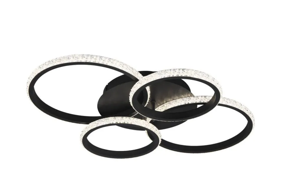 Trio Lighting LED kattovalaisin Cires mattamusta/kristallief