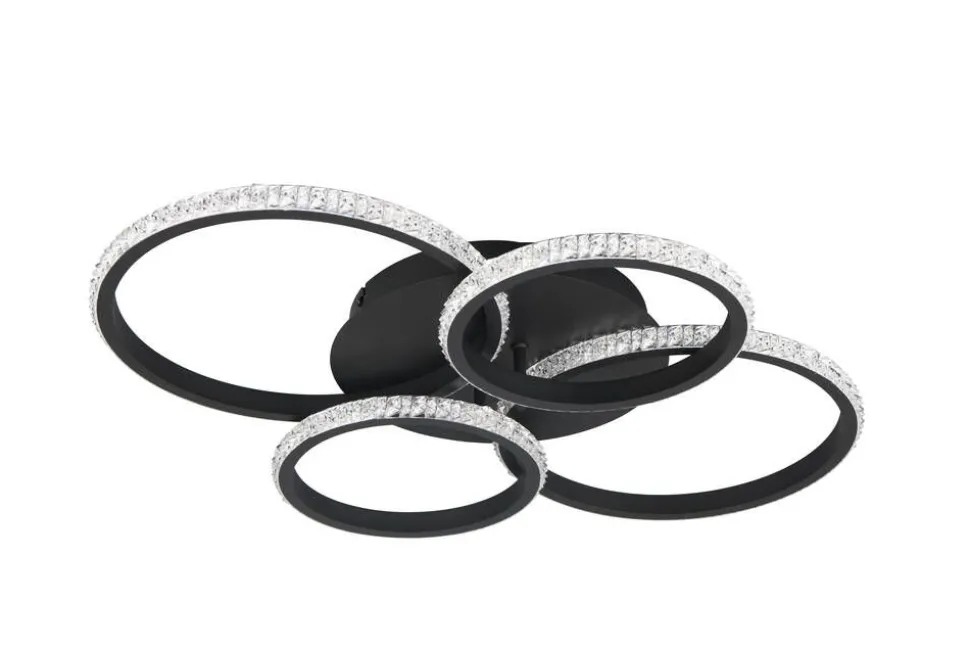 Trio Lighting LED kattovalaisin Cires mattamusta/kristallief