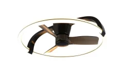 Trio Lighting LED tuuletinkattovalaisin Stockholm mattamusta