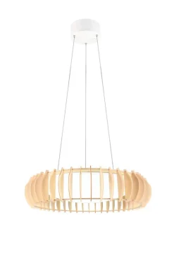 Trio Lighting riippuvalaisin Monte LED 60 cm valkoinen/puu