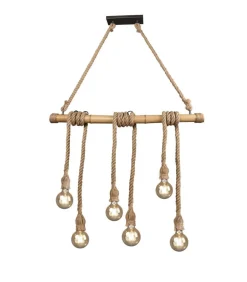 Trio Lighting riippuvalaisin Wilma 6xE27 bambu/sisal