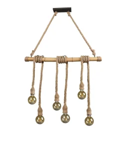 Trio Lighting riippuvalaisin Wilma 6xE27 bambu/sisal