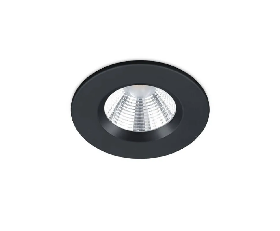 Trio Lighting LED alasvalo Zagros IP65 mattamusta pyöreä