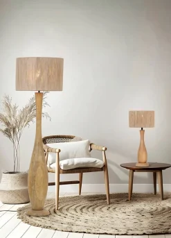 Trio Lighting pöytävalaisin Toba E27 puu/beige