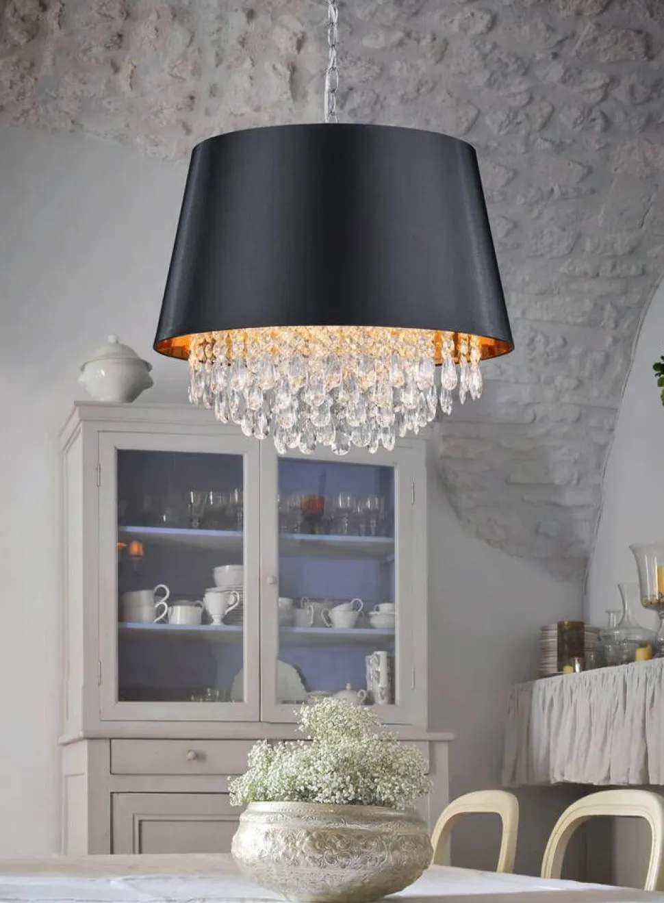 Trio Lighting riippuvalaisin Loreley 3xE14 musta/kulta