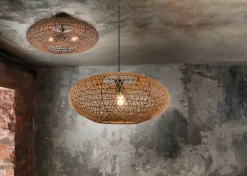 Trio Lighting riippuvalaisin Hedda E27 mattamusta/sisal