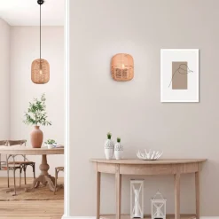 Trio Lighting riippuvalaisin Runa 25 cm E27 mattamusta/sisal