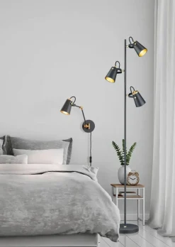 Trio Lighting seinävalaisin Edward E14 mattamusta/kulta
